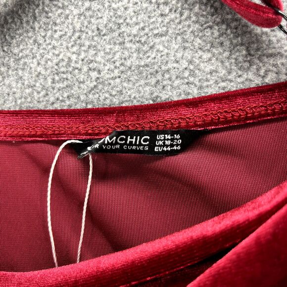 Bloomchic Dress Women Plus 1X 14 16 Red Velvet Bodycon Stretch Adjustable straps - Picture 9 of 13